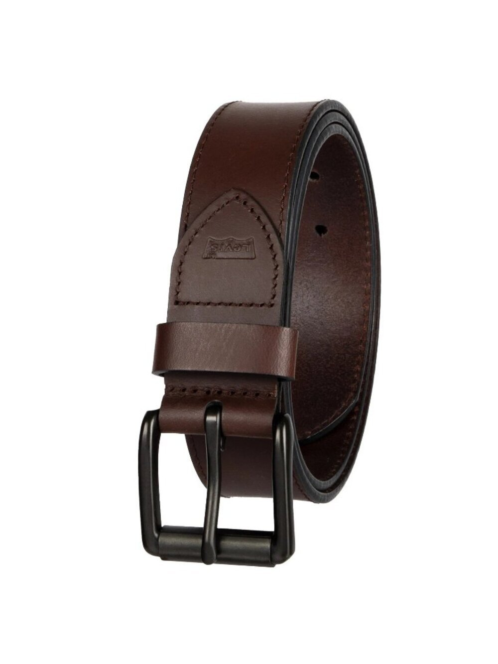 NWT Levi's Men's M 34-36 Brown Leather Belt With Matte Black Buckle